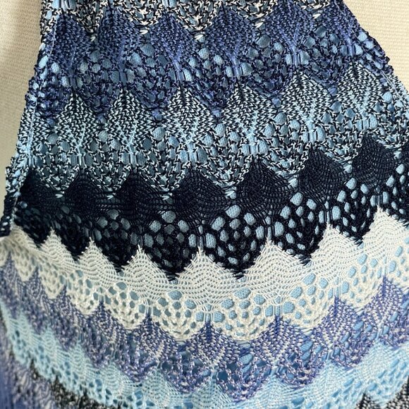 AQUA Womens Large Knit Lace Overlay Sheath Dress Sleeveless V Neck Lined - Picture 4 of 11